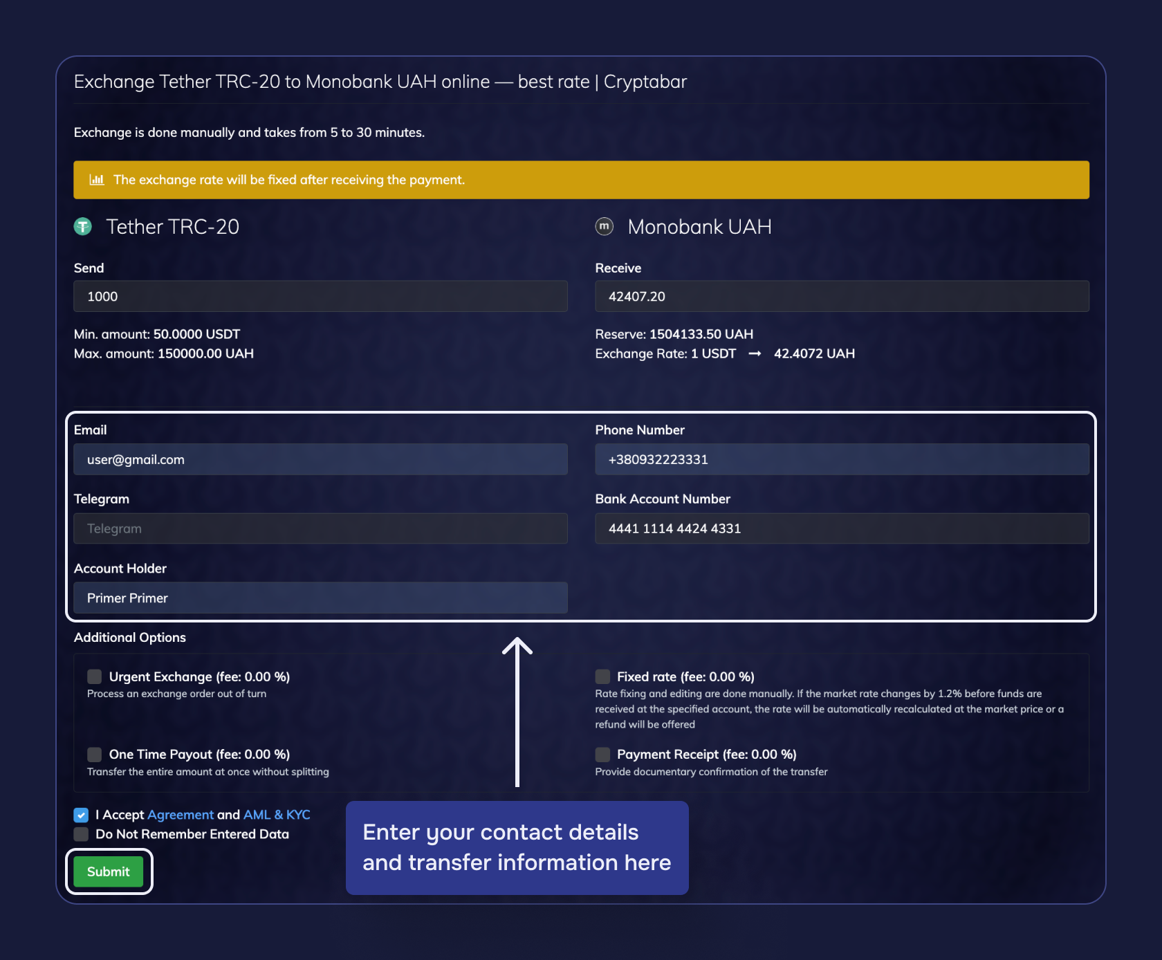 Step 2 of the exchange process