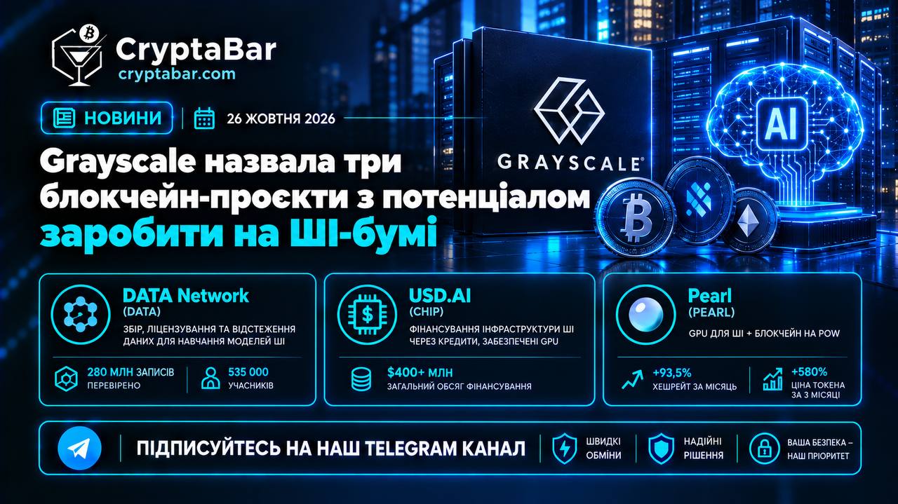 Grayscale назвала три проєкти з потенціалом заробити на ШІ-бумі