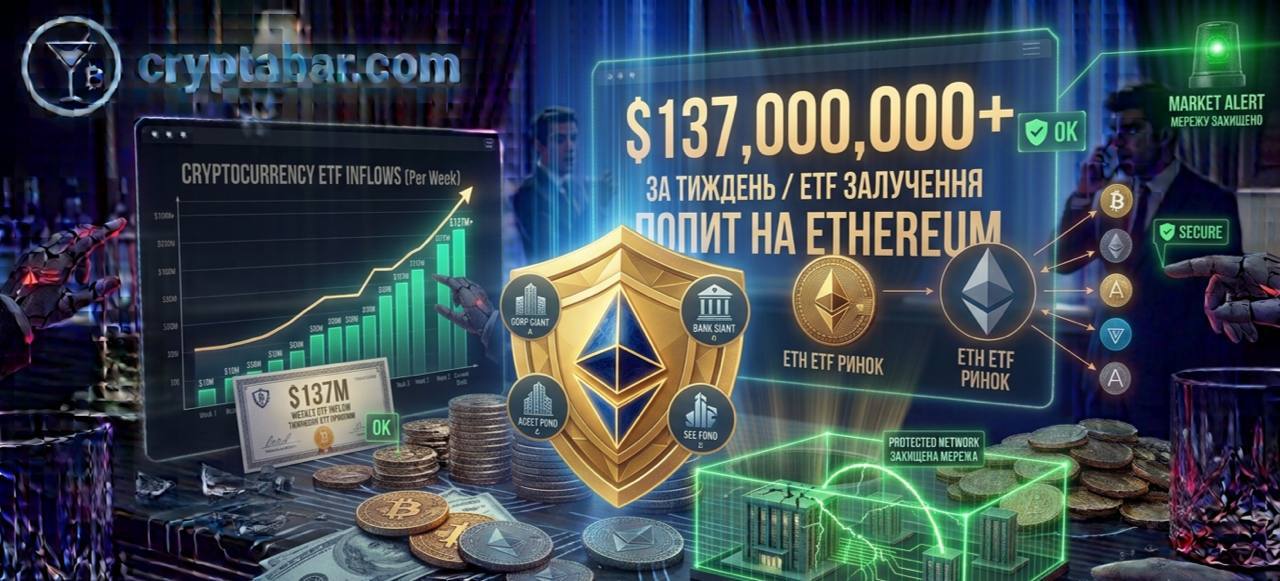👀Криптовалютні ETF залучили понад $137 млн за тиждень