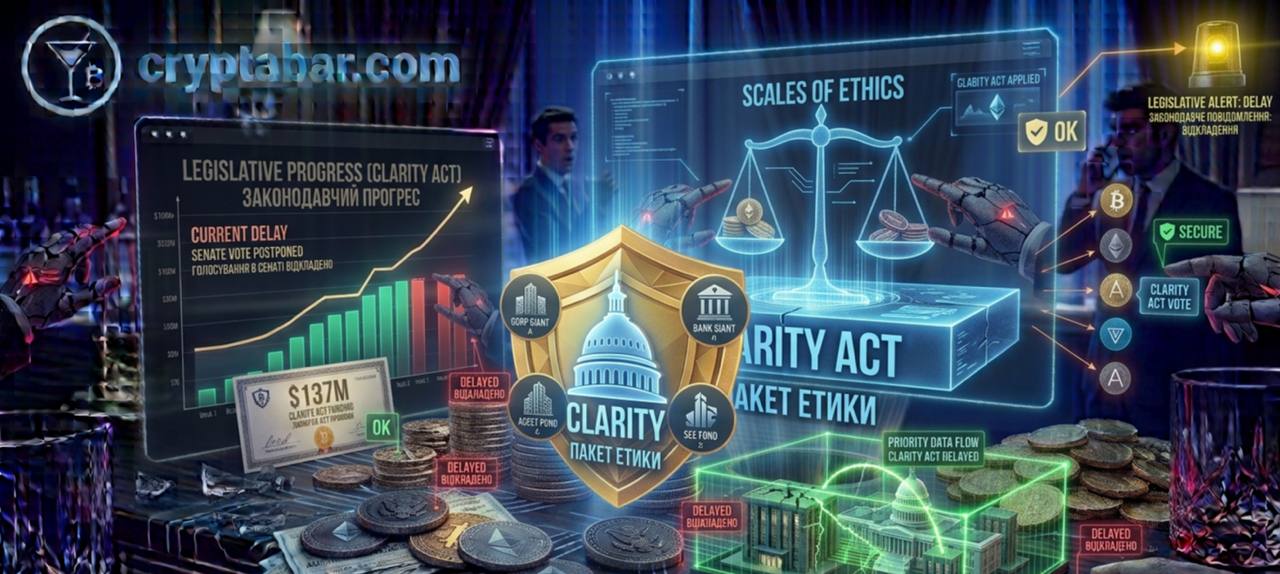 👀ЗМІ: Сенат США відклав розгляд CLARITY Act через санкції